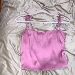 Urban Outfitters Pink Satin Tie Top